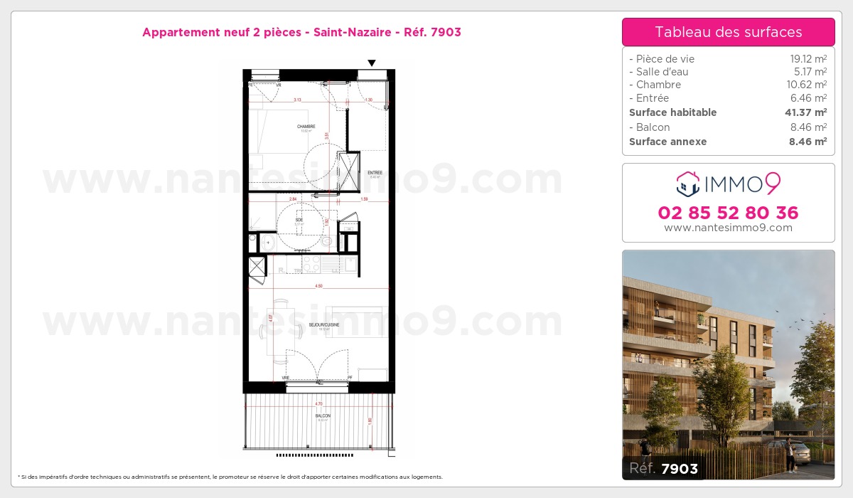 Plan et surfaces, Programme neuf Saint-Nazaire Référence n° 7903