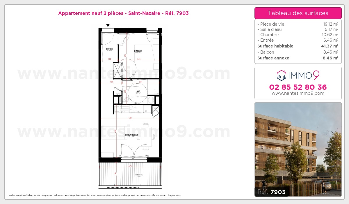 Plan et surfaces, Programme neuf Saint-Nazaire Référence n° 7903