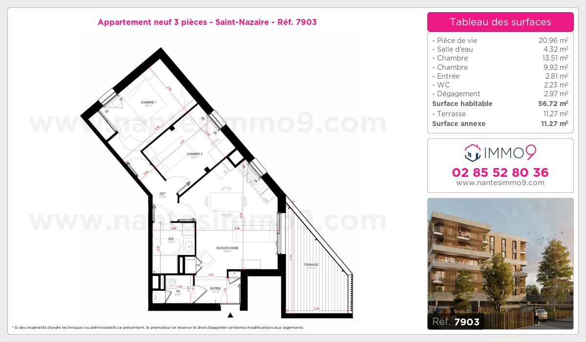 Plan et surfaces, Programme neuf Saint-Nazaire Référence n° 7903
