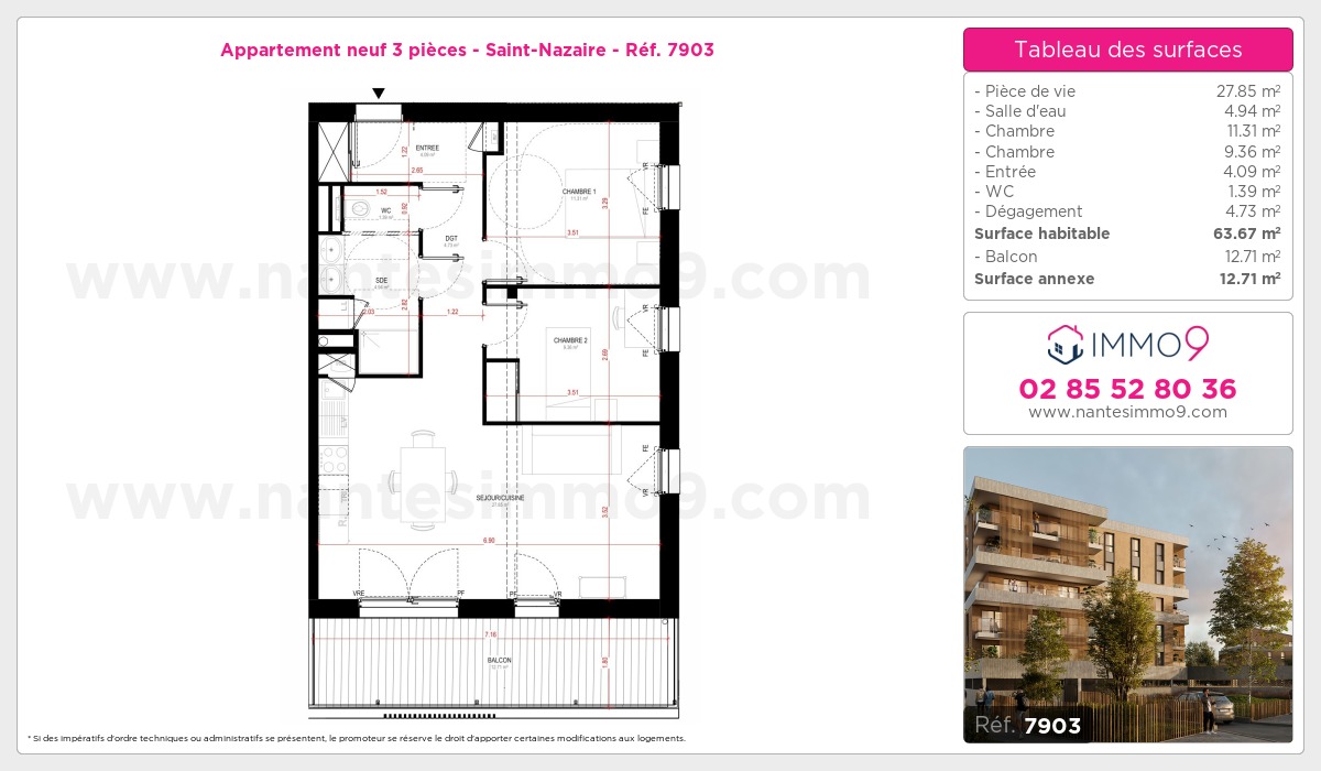 Plan et surfaces, Programme neuf Saint-Nazaire Référence n° 7903