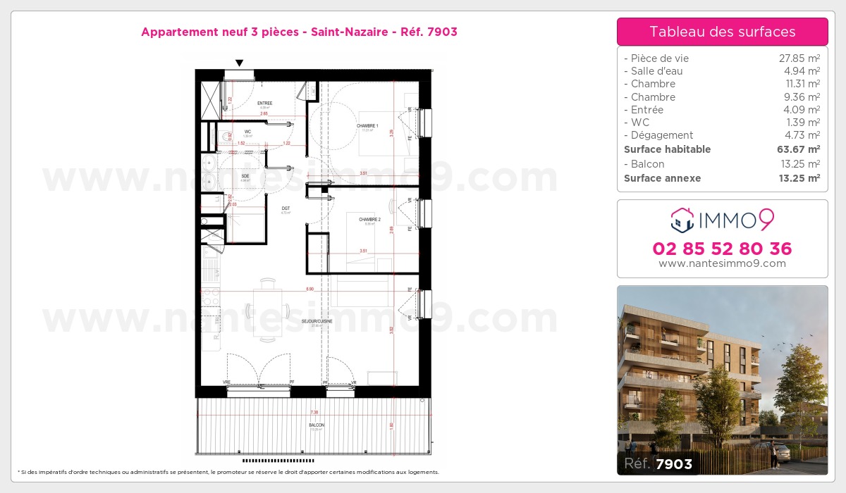 Plan et surfaces, Programme neuf Saint-Nazaire Référence n° 7903