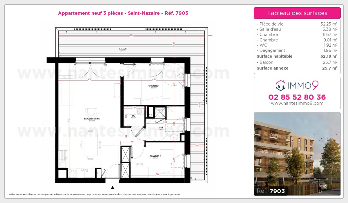 Plan et surfaces, Programme neuf Saint-Nazaire Référence n° 7903