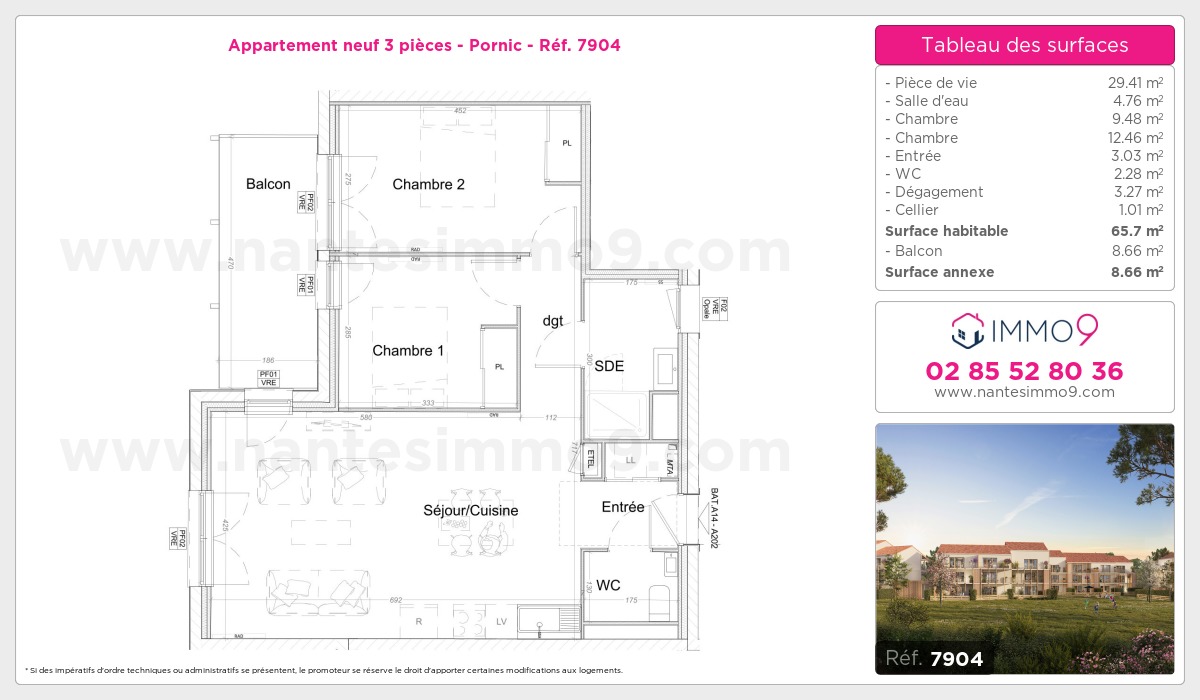 Plan et surfaces, Programme neuf Pornic Référence n° 7904