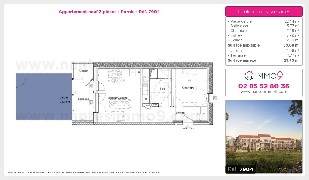 Plan et surfaces, Programme neuf Pornic Référence n° 7904