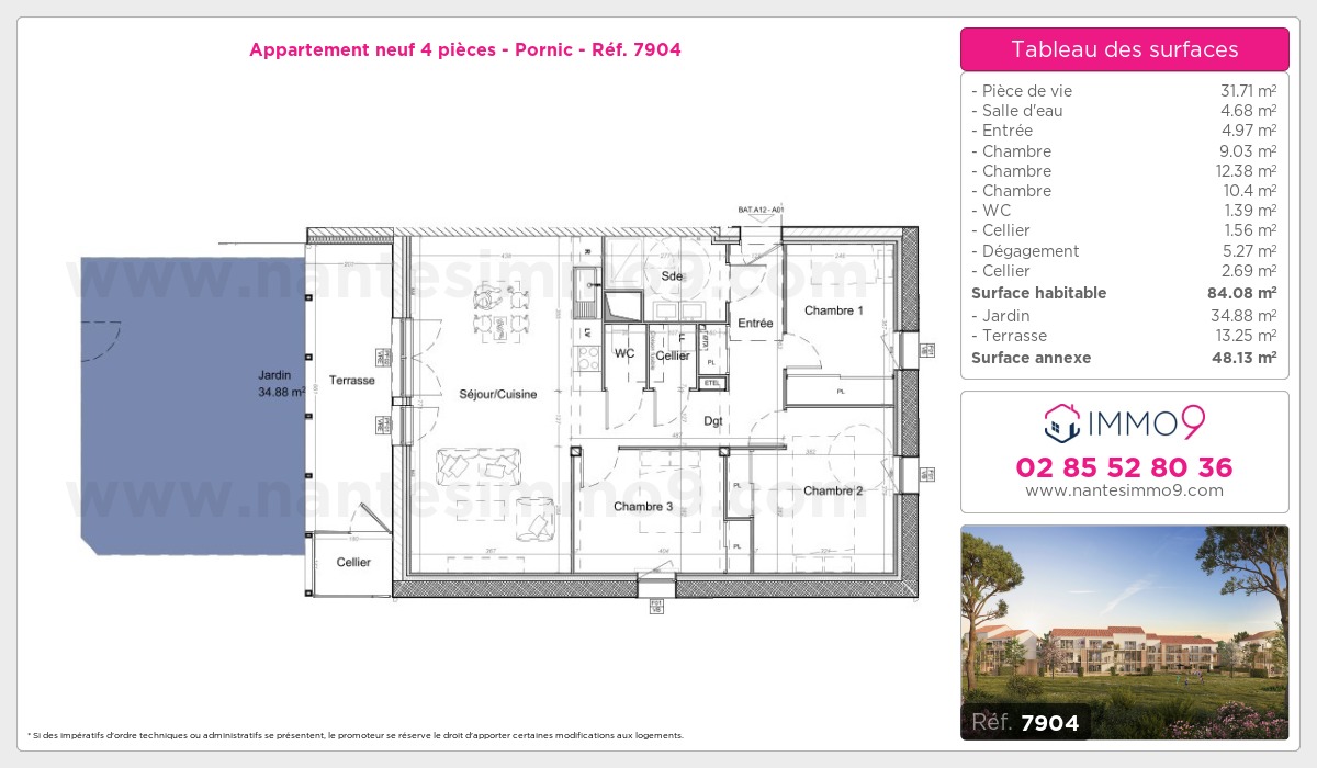 Plan et surfaces, Programme neuf Pornic Référence n° 7904