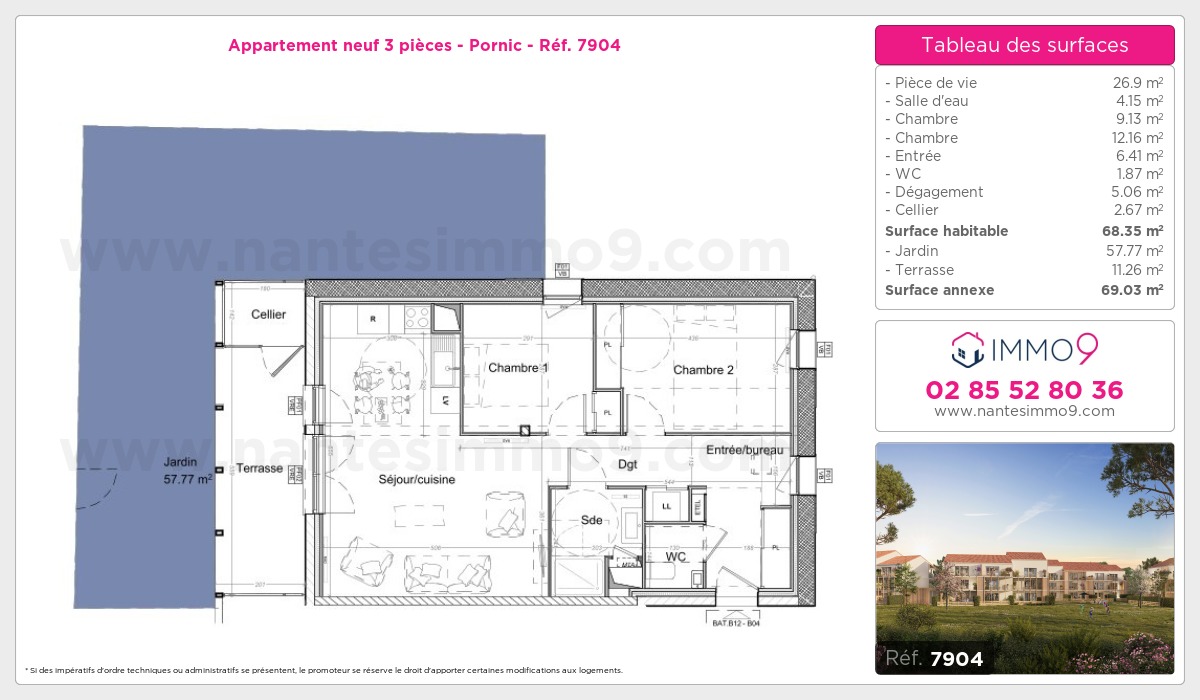 Plan et surfaces, Programme neuf Pornic Référence n° 7904