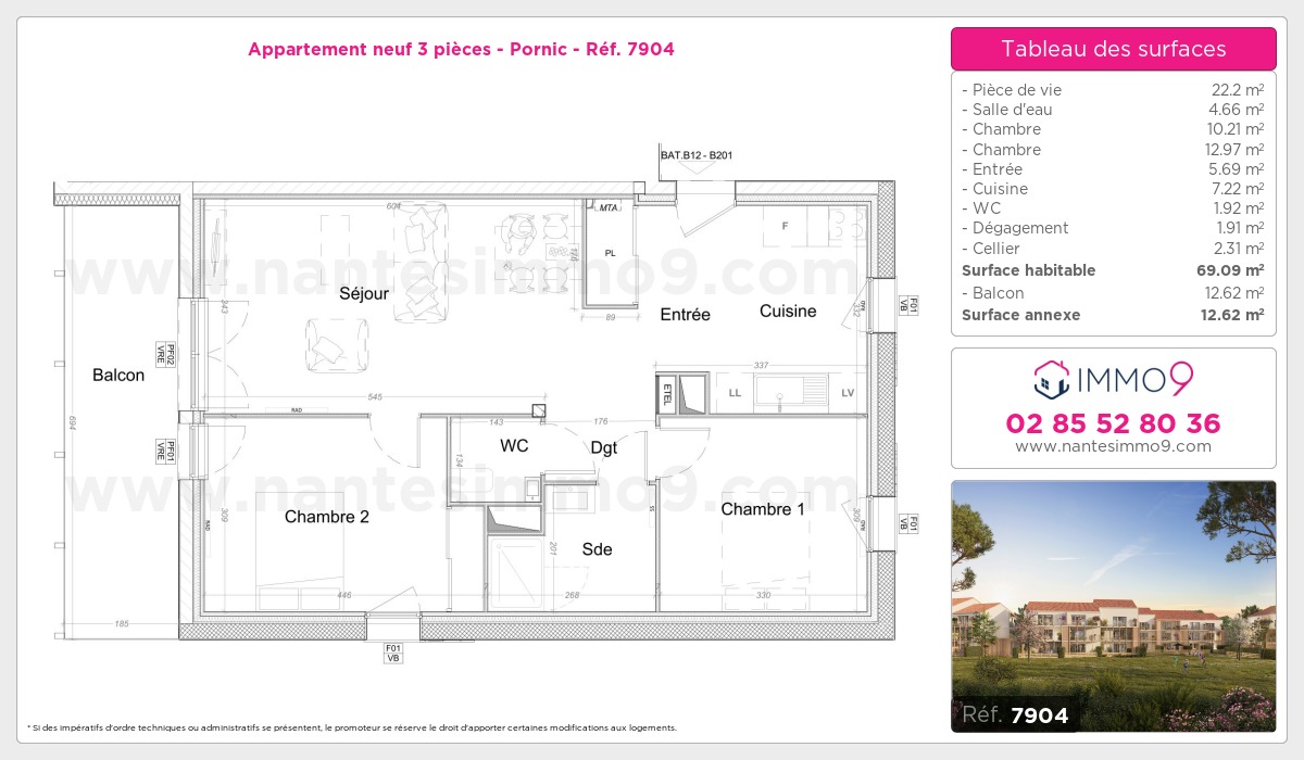 Plan et surfaces, Programme neuf Pornic Référence n° 7904