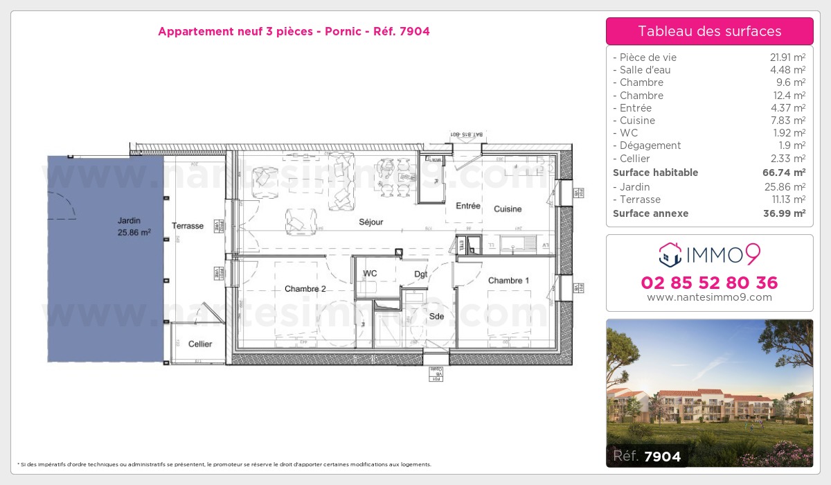 Plan et surfaces, Programme neuf Pornic Référence n° 7904