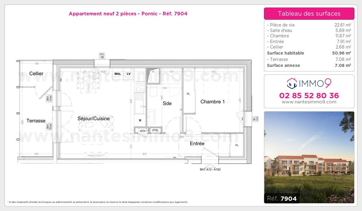 Plan et surfaces, Programme neuf Pornic Référence n° 7904