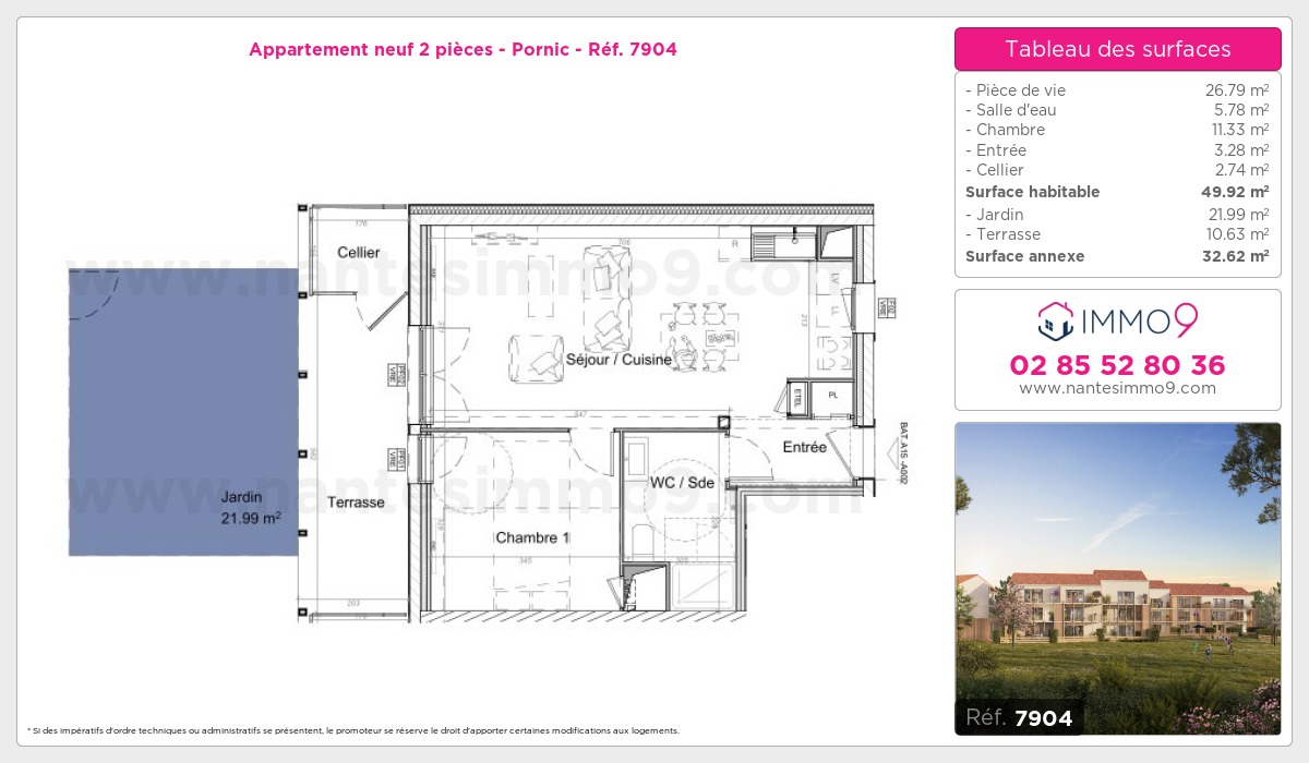 Plan et surfaces, Programme neuf Pornic Référence n° 7904