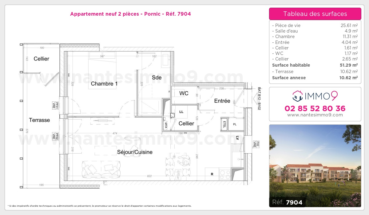 Plan et surfaces, Programme neuf Pornic Référence n° 7904