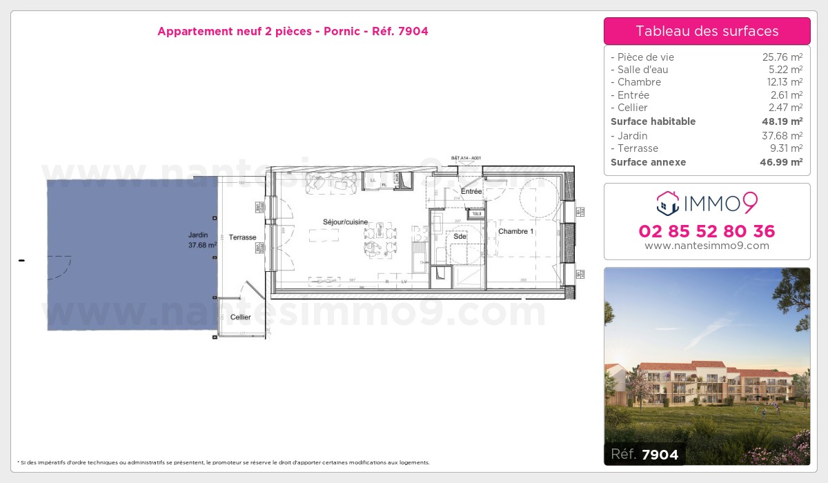 Plan et surfaces, Programme neuf Pornic Référence n° 7904