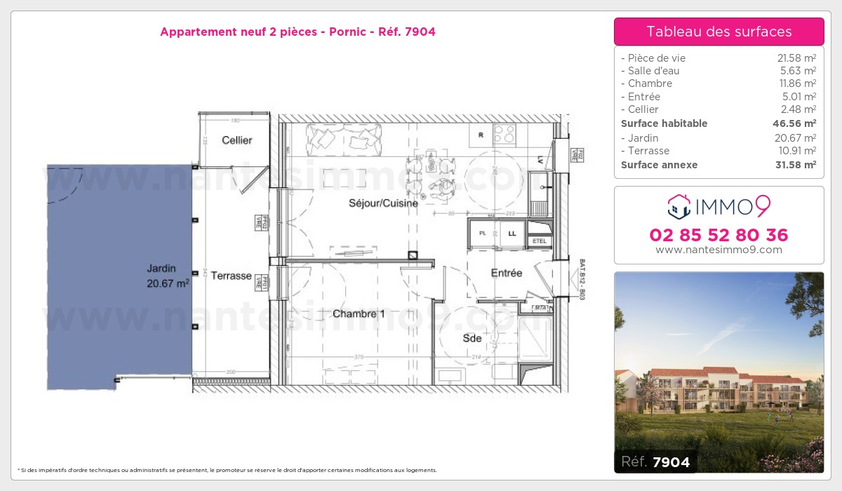 Plan et surfaces, Programme neuf Pornic Référence n° 7904
