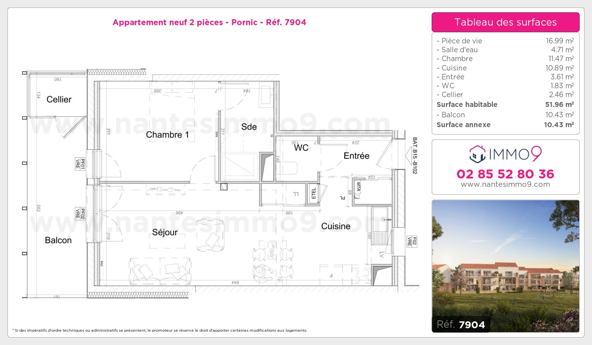 Plan et surfaces, Programme neuf Pornic Référence n° 7904
