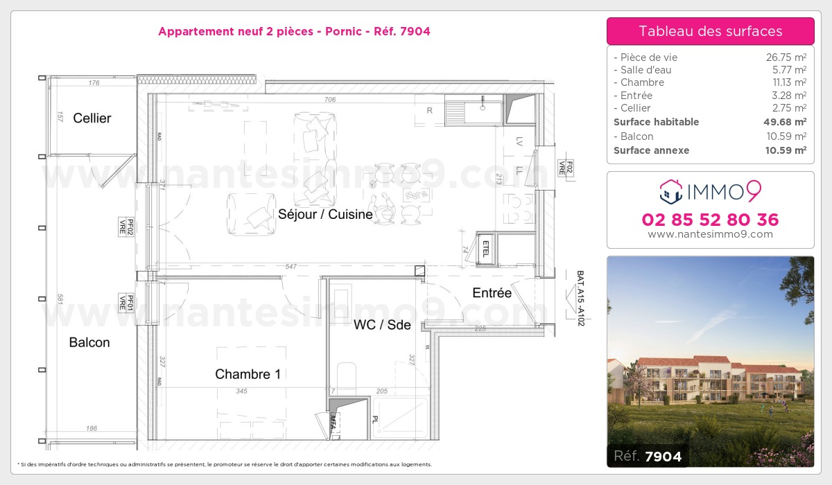 Plan et surfaces, Programme neuf Pornic Référence n° 7904