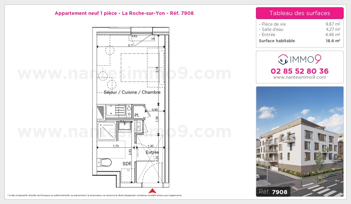 Plan et surfaces, Programme neuf Roche-sur-Yon Référence n° 7908