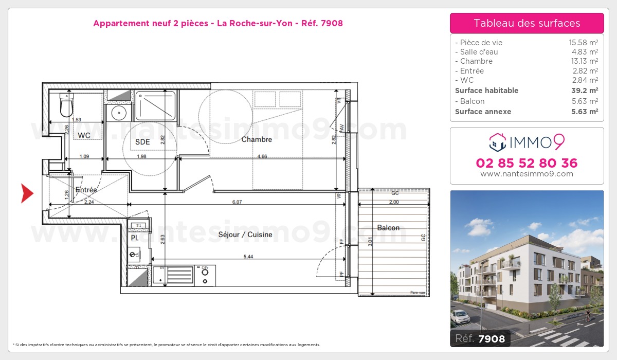 Plan et surfaces, Programme neuf Roche-sur-Yon Référence n° 7908