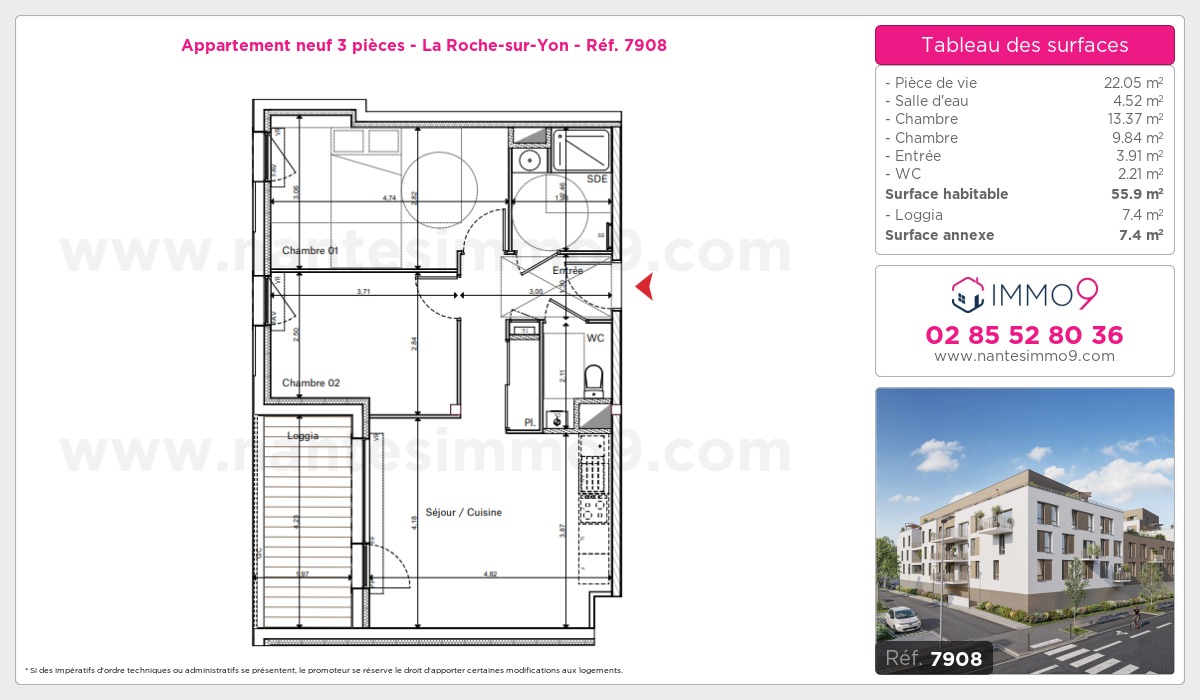 Plan et surfaces, Programme neuf Roche-sur-Yon Référence n° 7908
