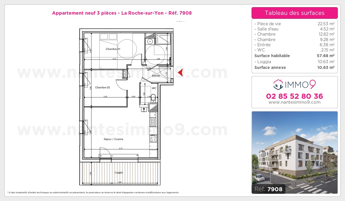 Plan et surfaces, Programme neuf Roche-sur-Yon Référence n° 7908