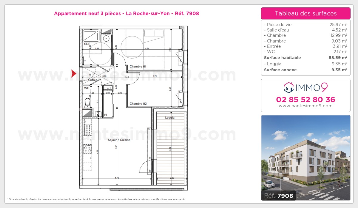 Plan et surfaces, Programme neuf Roche-sur-Yon Référence n° 7908