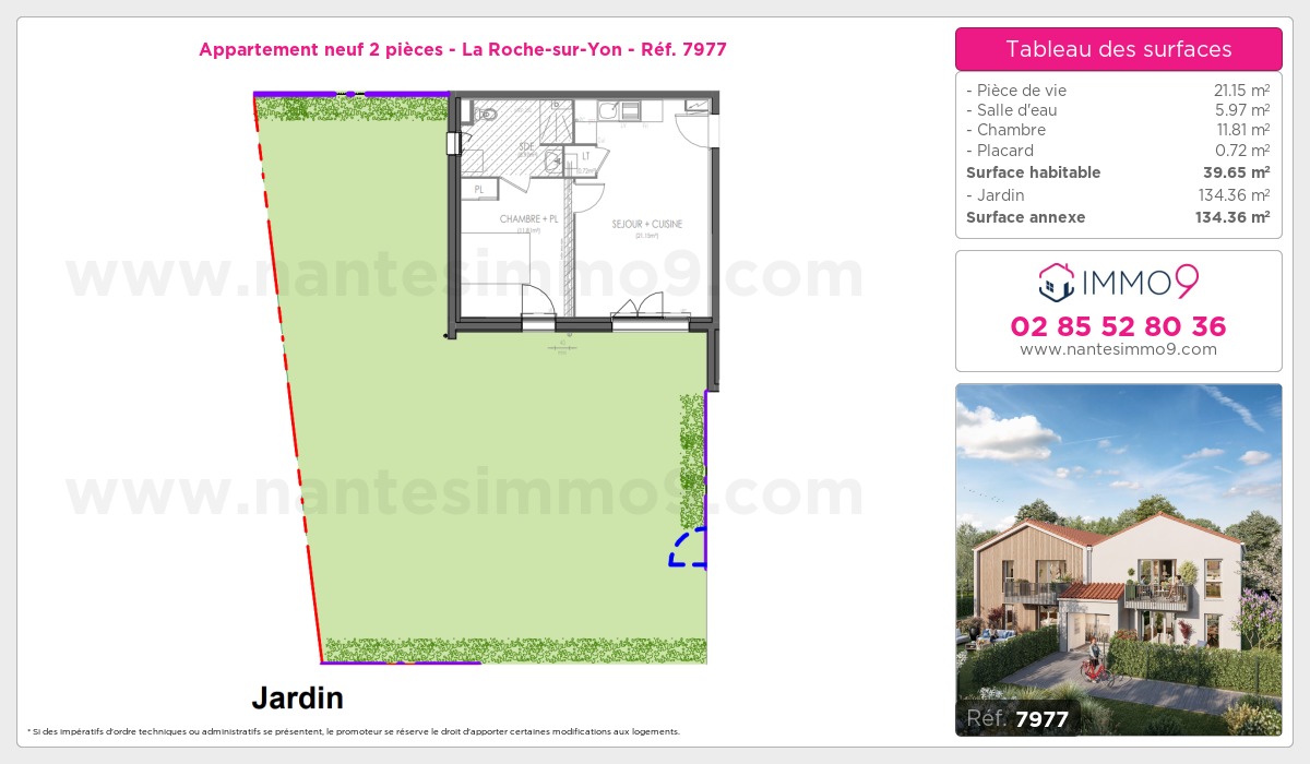 Plan et surfaces, Programme neuf Roche-sur-Yon Référence n° 7977