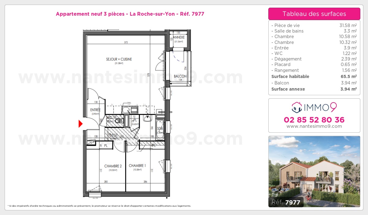 Plan et surfaces, Programme neuf Roche-sur-Yon Référence n° 7977