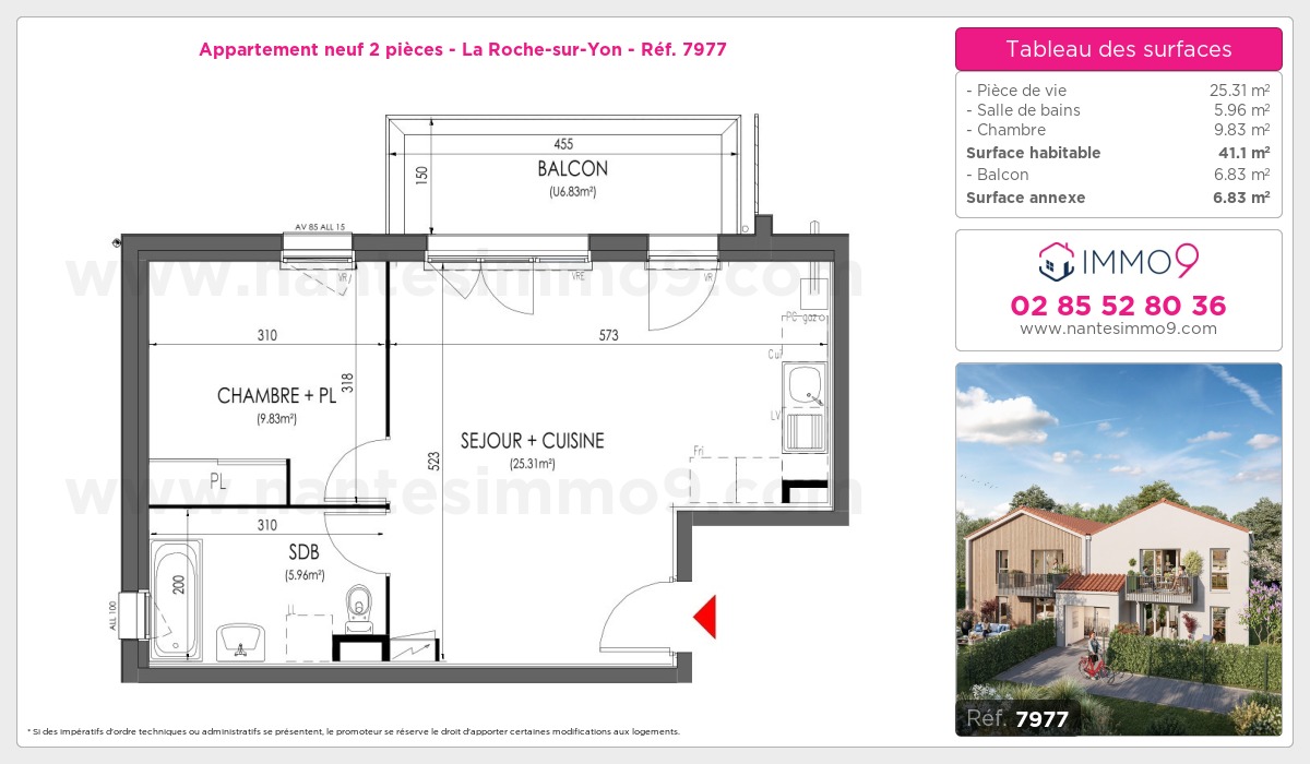 Plan et surfaces, Programme neuf Roche-sur-Yon Référence n° 7977