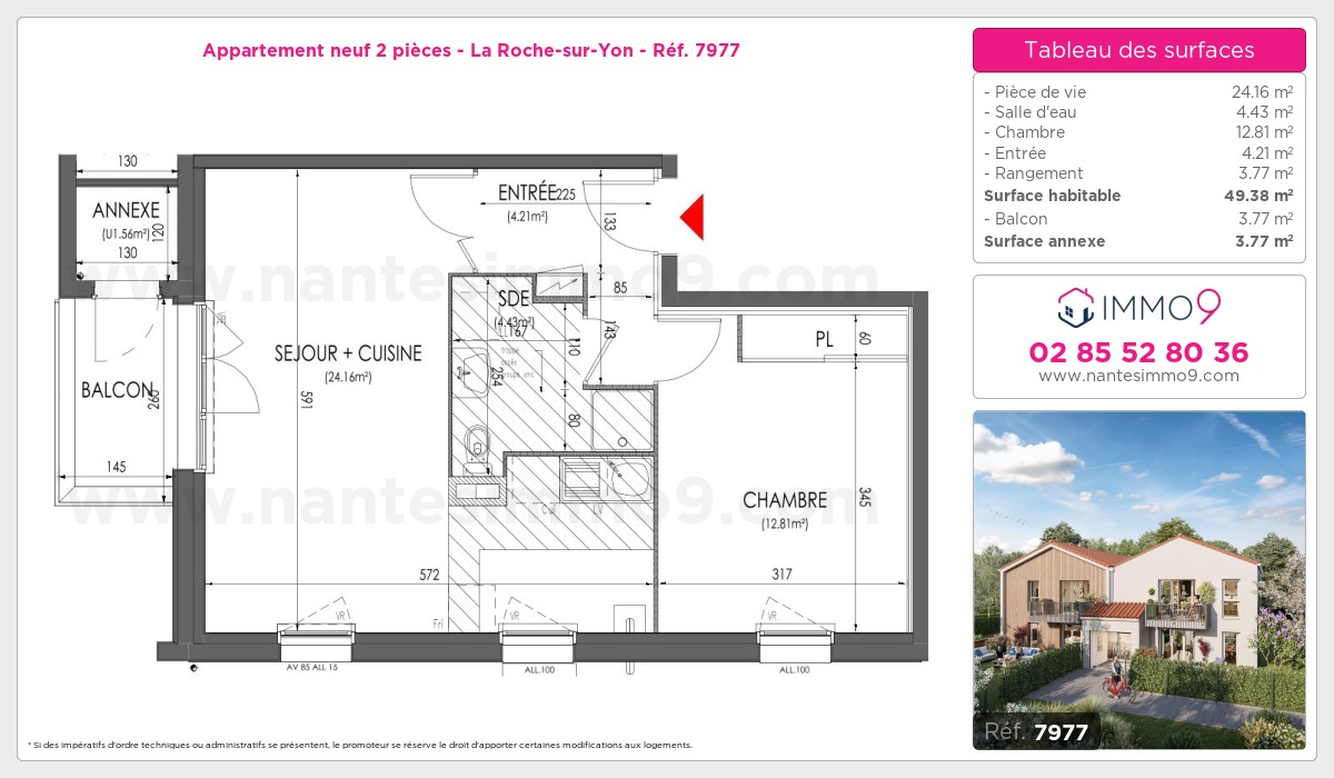 Plan et surfaces, Programme neuf Roche-sur-Yon Référence n° 7977