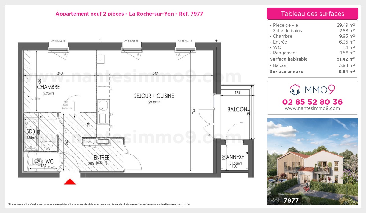 Plan et surfaces, Programme neuf Roche-sur-Yon Référence n° 7977
