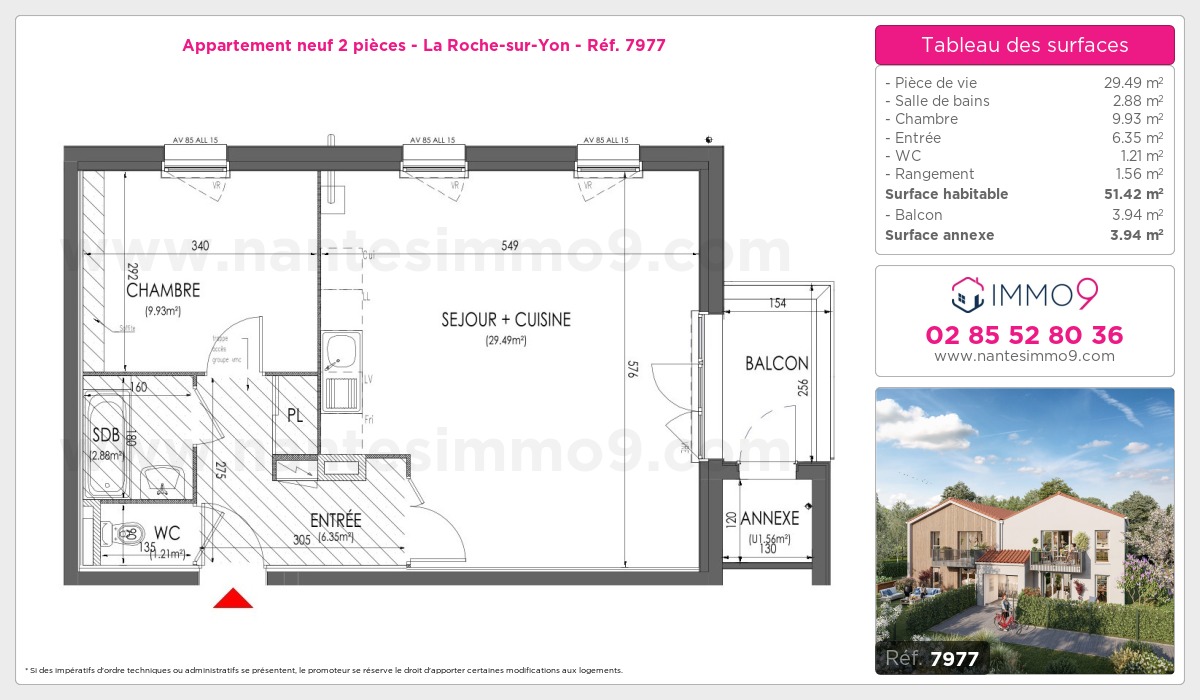 Plan et surfaces, Programme neuf Roche-sur-Yon Référence n° 7977