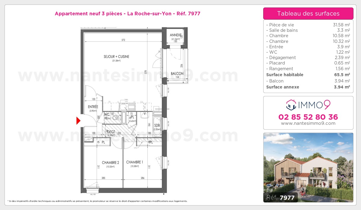 Plan et surfaces, Programme neuf Roche-sur-Yon Référence n° 7977