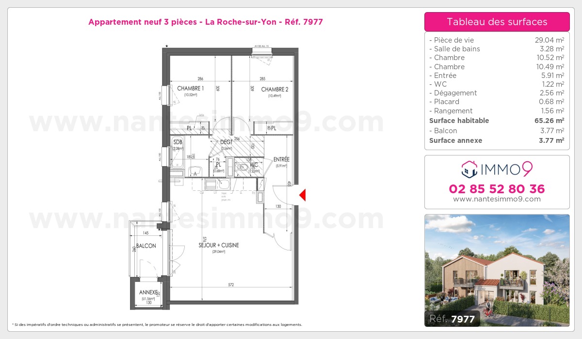 Plan et surfaces, Programme neuf Roche-sur-Yon Référence n° 7977