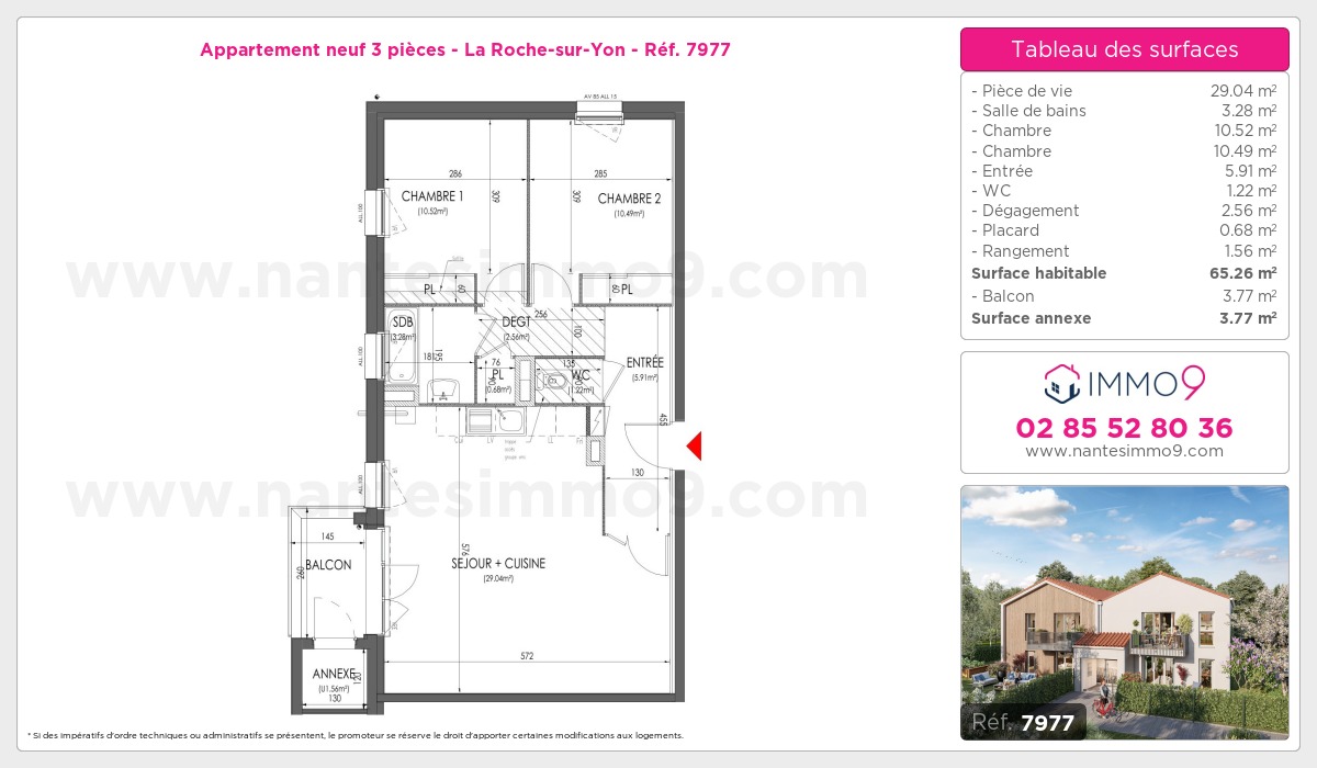 Plan et surfaces, Programme neuf Roche-sur-Yon Référence n° 7977