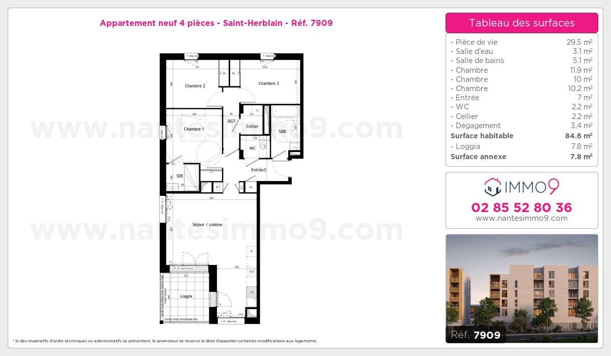 Plan et surfaces, Programme neuf Saint-Herblain Référence n° 7909