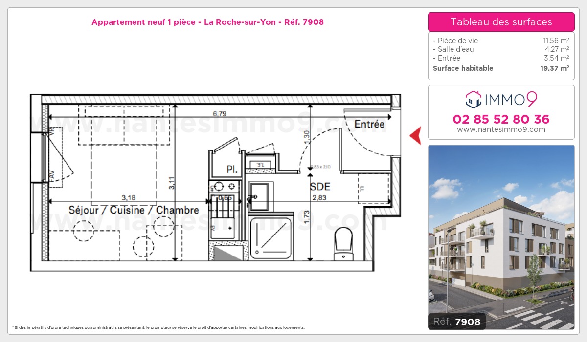 Plan et surfaces, Programme neuf Roche-sur-Yon Référence n° 7908