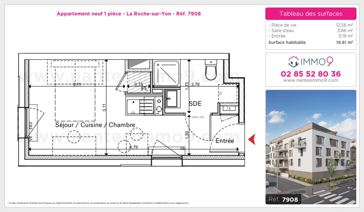 Plan et surfaces, Programme neuf Roche-sur-Yon Référence n° 7908