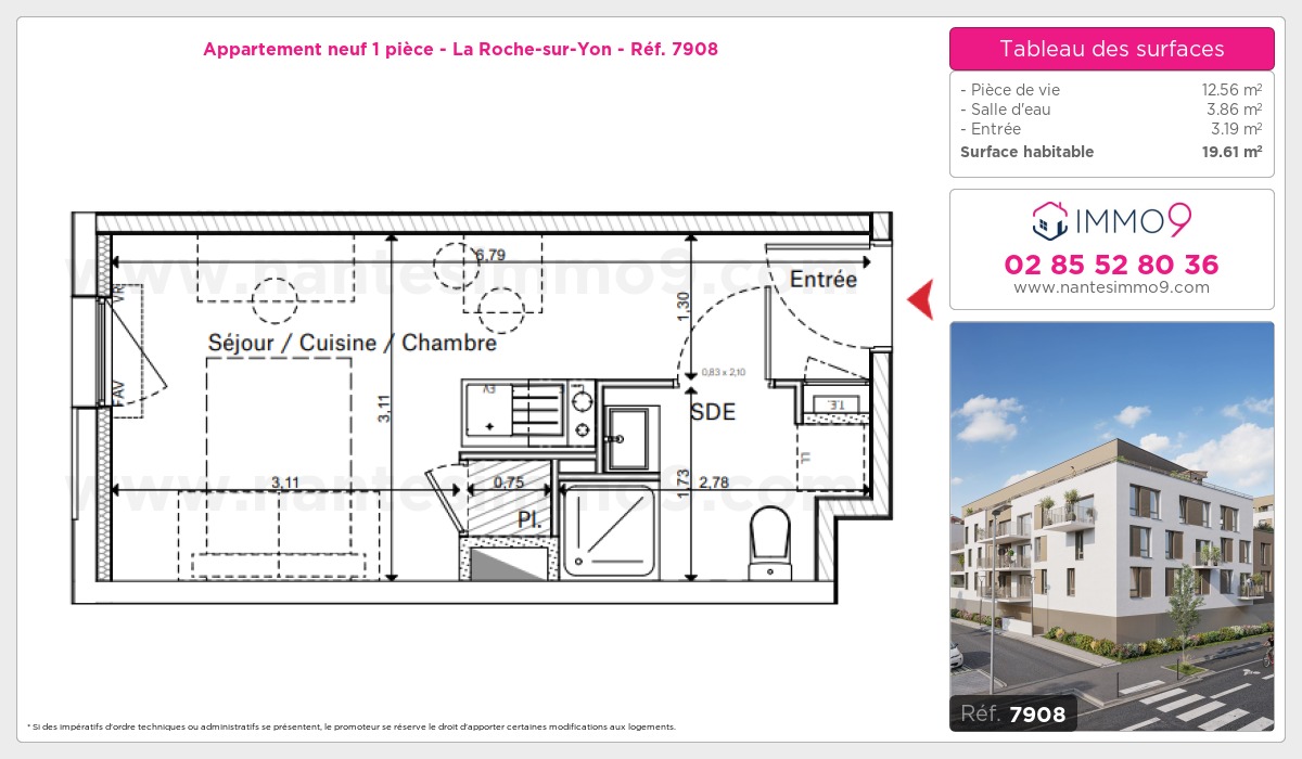 Plan et surfaces, Programme neuf Roche-sur-Yon Référence n° 7908