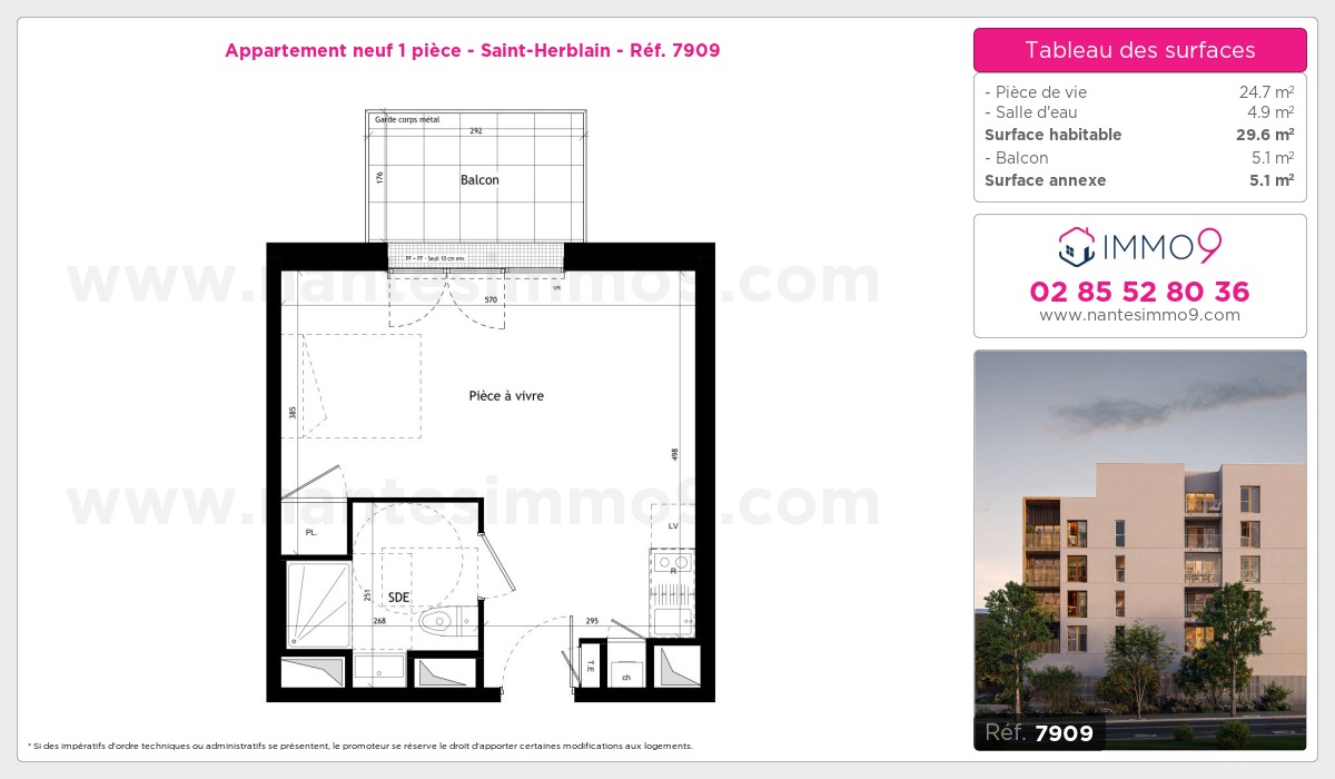 Plan et surfaces, Programme neuf Saint-Herblain Référence n° 7909