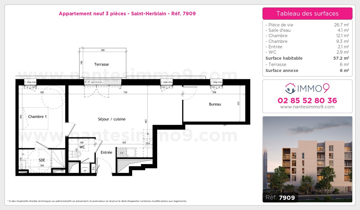 Plan et surfaces, Programme neuf Saint-Herblain Référence n° 7909