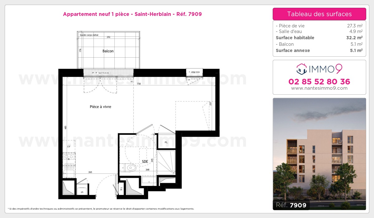 Plan et surfaces, Programme neuf Saint-Herblain Référence n° 7909