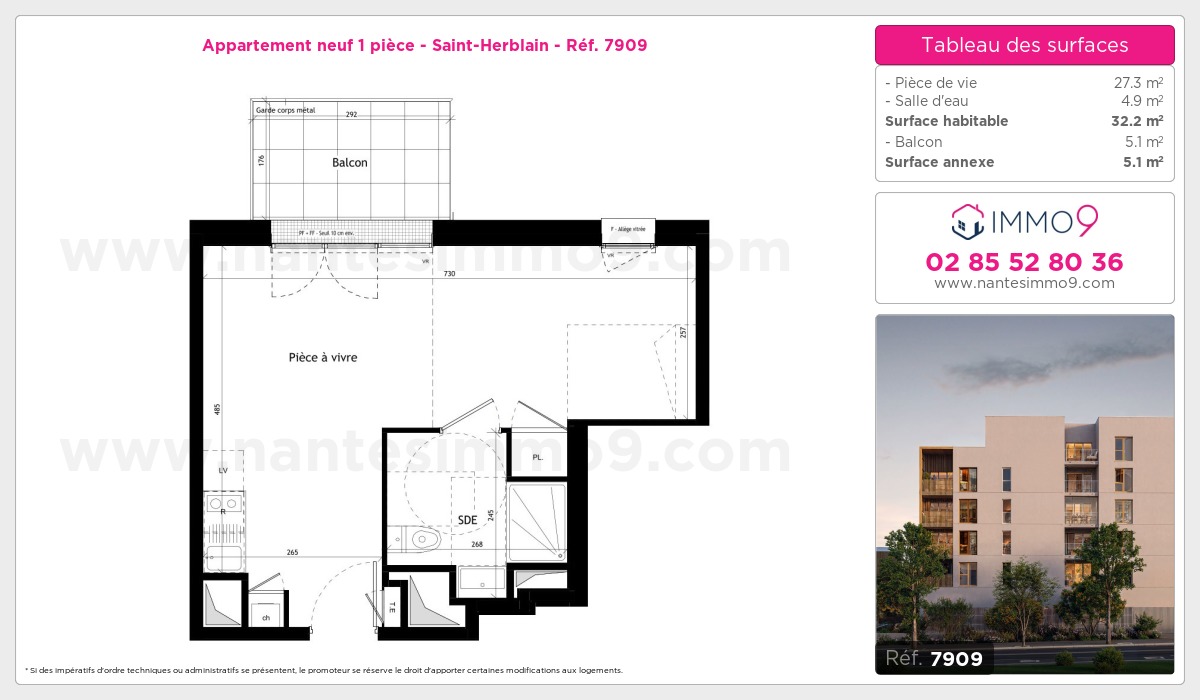 Plan et surfaces, Programme neuf Saint-Herblain Référence n° 7909