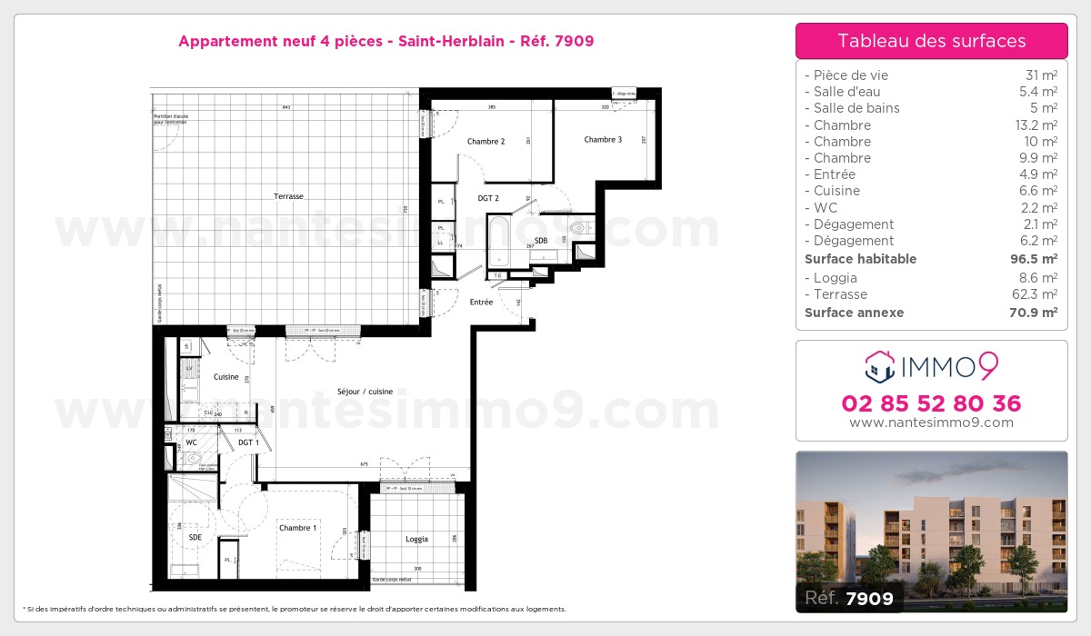 Plan et surfaces, Programme neuf Saint-Herblain Référence n° 7909