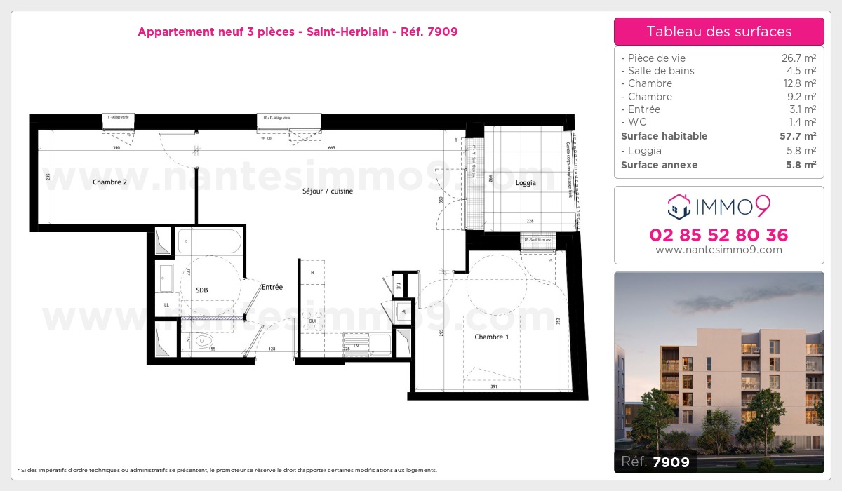Plan et surfaces, Programme neuf Saint-Herblain Référence n° 7909