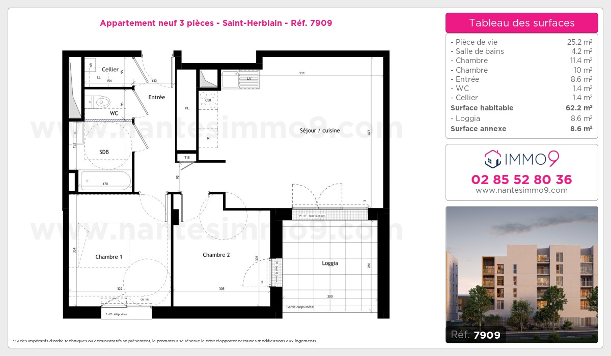 Plan et surfaces, Programme neuf Saint-Herblain Référence n° 7909
