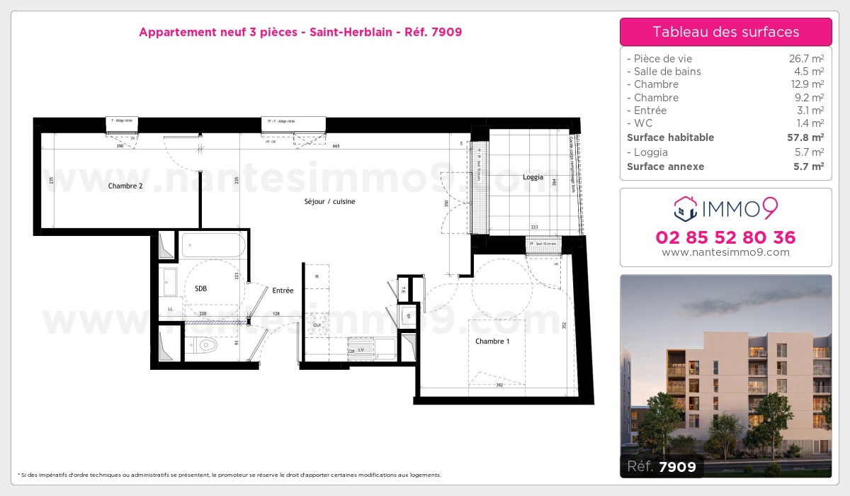 Plan et surfaces, Programme neuf Saint-Herblain Référence n° 7909