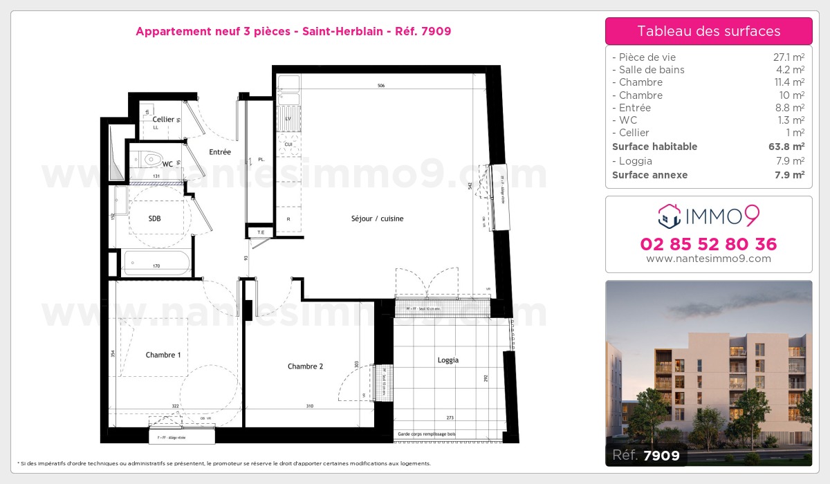 Plan et surfaces, Programme neuf Saint-Herblain Référence n° 7909