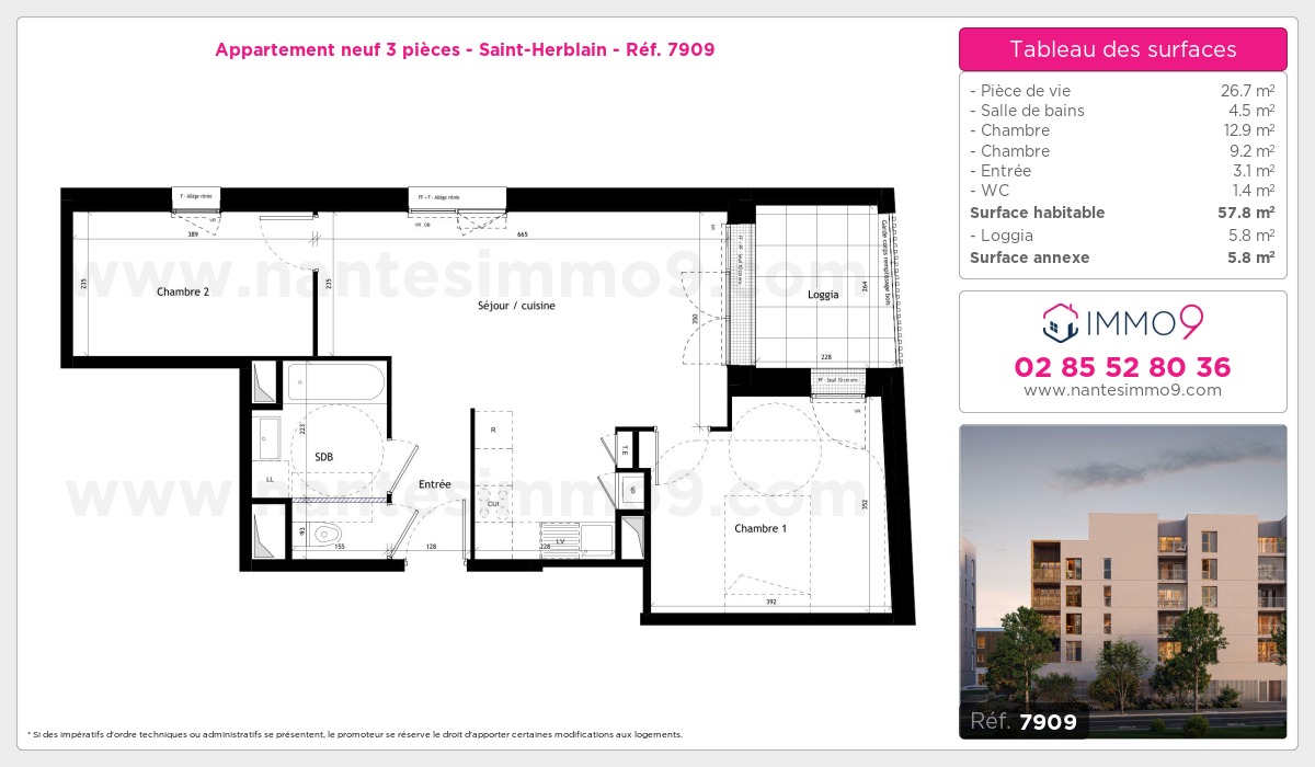 Plan et surfaces, Programme neuf Saint-Herblain Référence n° 7909