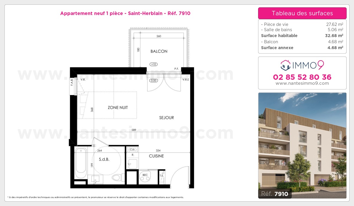 Plan et surfaces, Programme neuf Saint-Herblain Référence n° 7910