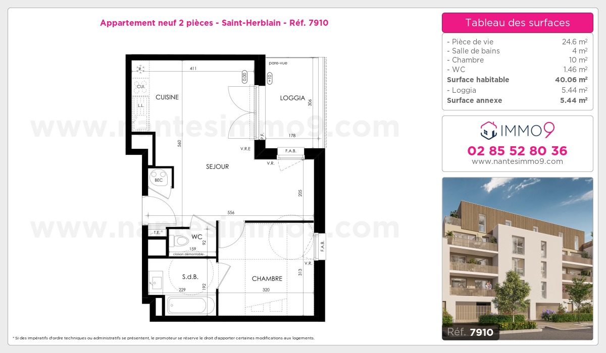 Plan et surfaces, Programme neuf Saint-Herblain Référence n° 7910