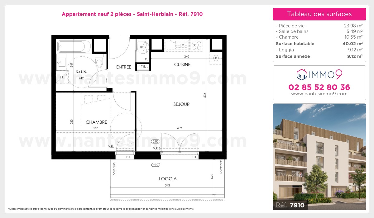 Plan et surfaces, Programme neuf Saint-Herblain Référence n° 7910